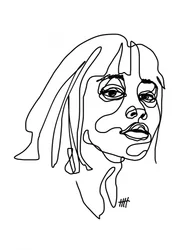 線画の女性の肖像画