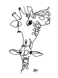 一本の線で描かれたキリン