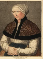Retrato da esposa de Hans Holbein, Elsbeth, no Palácio de Kensington. ,1812 (gravura)