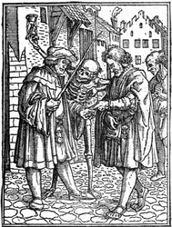 若き日のハンス・ホルベイン（1497-1543）の模擬死：弁護士（エングレーヴィング