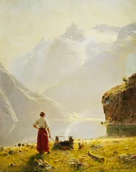 ノルウェーのフィヨルドの夏の日