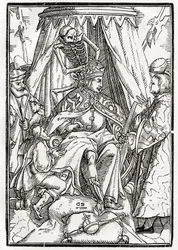 1843年にバーゼルで公開された「Der Todten Tanz」からGeorg Scharffenbergによって彫刻された皇帝の死