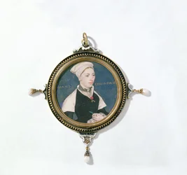 ジェーン・スモール、以前はロバート・ペンバートン夫人として知られていた、1540年頃（トランプに取り付けられたベラムのトイレ）（14732の詳細）