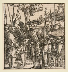 5人の兵士に話しかける船長