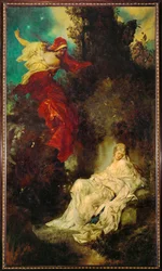 毒入りの櫛を受け取る白雪姫...（キャンバスに描かれた絵）