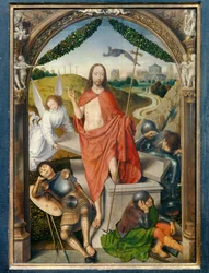 復活のトリプティク。中央部分。ハンス・メムリング（1435-1494）の絵画 Ec.Flam.