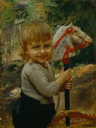 趣味の馬を持つ少年