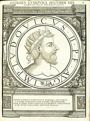 ルイ2、ローマ東西の指揮官、古代硬貨の最も真実な画像、ルドルフヴィッセンバッハの彫刻、チューリッヒアンドレアスゲスナーの印刷