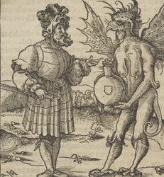 騎士に毒を捧げる悪魔、Hymmelwagen auff dem, wer wol leben..., 1517.