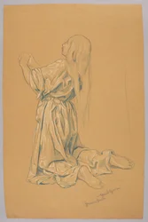 ひざまずく女性の習作