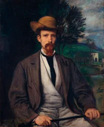 「黄色い帽子を被った自画像」 ハンス・フォン・マリース（1837-1887）の絵 97x80 cm 油彩・カンヴァス 1874年 ベルリン美術館（Staatliche Museen, Berlin