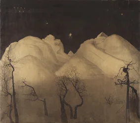 山の冬の夜。研究、1902-2