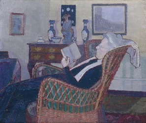 画家の母のいる室内 1917-18 （油彩・キャンバス）