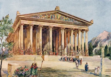 エフェソスダイアナの神殿の高騰するイオンファサード