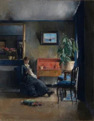青いインテリア。 1883