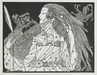 シンデレラ』の挿絵。手鏡に映った自分の姿を見ている女性。