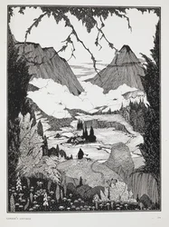 ランドールの別荘」の挿絵。山の風景。