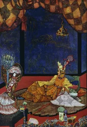 ハンス・クリスチャン・アンデルセン（1805-1875）の童話「ナイチンゲール」、ハリー・クラーク（1890-1931）のイラスト。