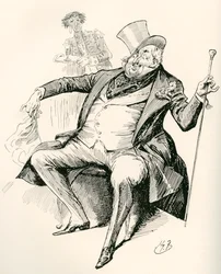 Joey B. Ilustração de Harry Furniss para o romance de Charles Dickens, Dombey and Son, da The Testimonial Edition, publicado em 1910.