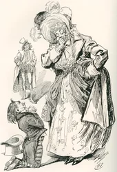 ツプショフキ少佐。 1910年に出版されたThe Testimonial Editionより、チャールズ・ディケンズのクリスマス・ストーリー『Going Into Society』のハリー・ファーニスによる挿絵。