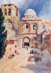 聖墳墓教会、エルサレム、パレスチナ、1910年頃、リチャード・ペンレイク著『A Book of Modern Palestine』より。