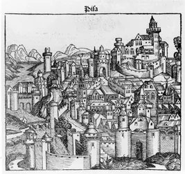 ハルトマン・シェデルの「Liber Chronicarum」の後のピサ。ニュルンベルク1493年