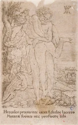 川の神アケラスと戦うヘラクレス、シリーズより：  ヘラクレスの大業 (7)