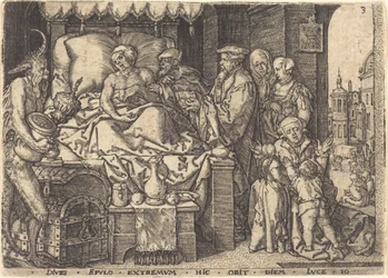 死の床にいる金持ち、1554年。