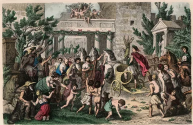 古代ギリシャ：故郷でのオリンピックチャンピオンの歓迎、1866