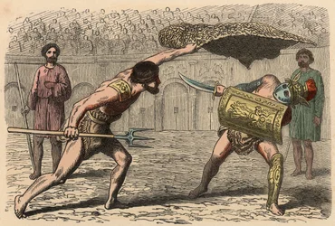 古代ローマ。円形闘技場でのグラディエーターの戦い
