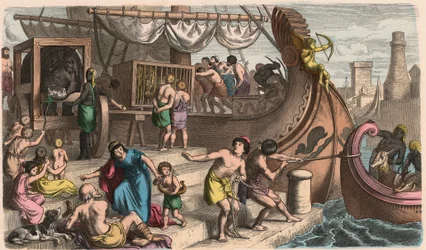 古代ローマ。海の旅、野生動物はサーカスのために輸送される