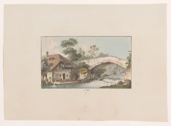 オルベの橋の近くの家の眺め à Orbe (オブジェクトのタイトル) スイスの景色（シリーズタイトル） Collection de quelques vues dessinées en Suisse d