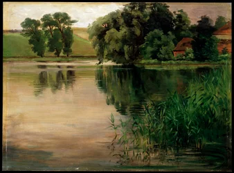 「池で」、c1870-1900。 ドイツ絵画