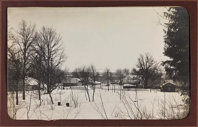 第一次世界大戦：ドイツ軍が侵攻した1914-1916年の「ウクライナ」。雪のある風景（モノクロ写真