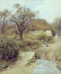 A Hill Farm, Symondsbury, Dorset （水彩・紙