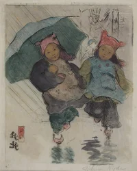 雨の中
