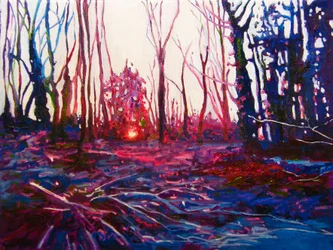 霜の原に沈む夕日, 2009 (油彩・キャンバス)