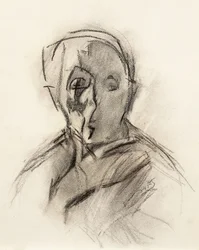 目を閉じたアーティストの自画像