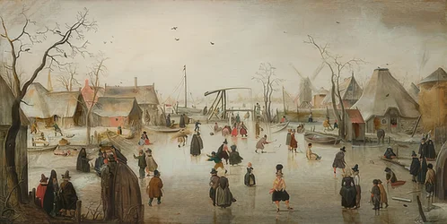 町でのアイススケート。1610年頃