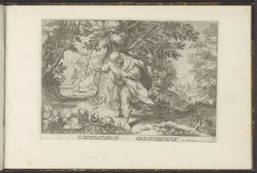 交尾中の 2 匹の蛇を攻撃するティレシアス Ovid