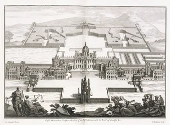 ヨークシャーのキャッスルハワード、「Vitruvius Britannicus」、または「英国の建築家、英国の公的および私的の両方の通常の建物の計画、立面図、およびセクションを含む」、Colin Campbell