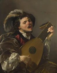 オランダ語：Zingende lute spelen man リュートを弾く男