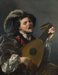 オランダ語：Zingende lute spelen man リュートを弾く男