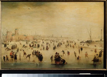 「アイススケーター」（冬のシーン）（オランダ語）ヘンドリック・アベルカンプ（1585-1634）作、1615年頃モスクワ、プーシキン美術館