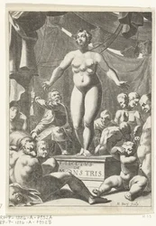 5つの乳房をもつ裸婦。Fortunius Licetus『De Monstris』の扉絵、アムステルダム、1665年