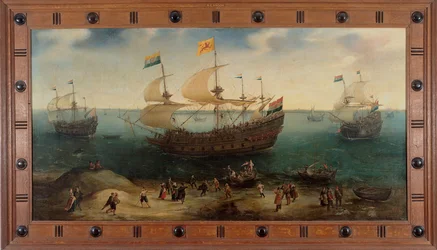 アムステルダムの 4 本マストの船 De Hollandsche Tuyn とその他の船が、Paulus van Heerden の指揮の下、ブラジルから帰還しました。