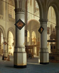 デルフトのDie Oudekerk（古い教会）の眺め（絵画