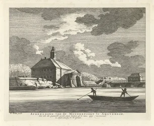 1769年、シンゲルグラハトから見たマウダーポールトのたるみ アムステルダムのマイダーポールトの画像、崩壊したシンドとしての動物園、外側から見ることができ、ジグ線で示されています (オブジェクトのタイトル)