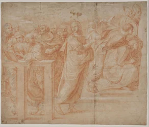 ラファエロの習作「論争」（写真左半分）