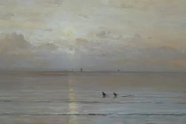 オランダ語：エビ漁師と夕日